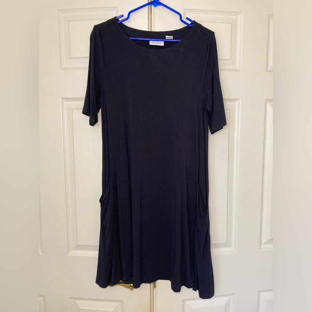 Blue short sleeve swing dress